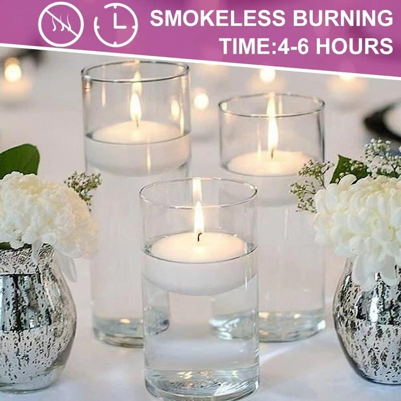 Thleunei 12 Pack Floating Candles 2” 6 Hour White Unscented Dripless Wax Discs, Floating Candles for centerpieces, Cylinder Vases, Wedding, Party, Pool, Holiday - Image 3